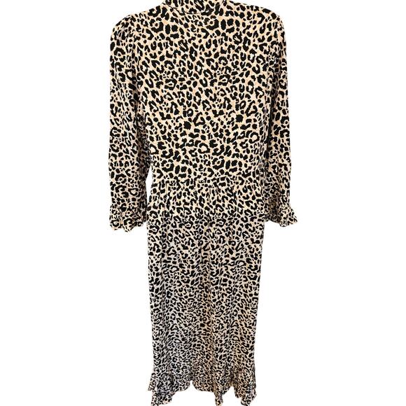 ASOS DESIGN button through tiered smock maxi dress leopard print sz 2 US modest - Picture 3 of 10